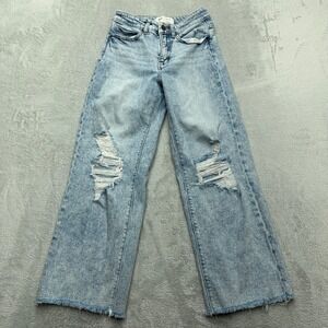 BKE Denim Jeans Womens 25 Light Blue Billie High Rise Cropped Wide Leg